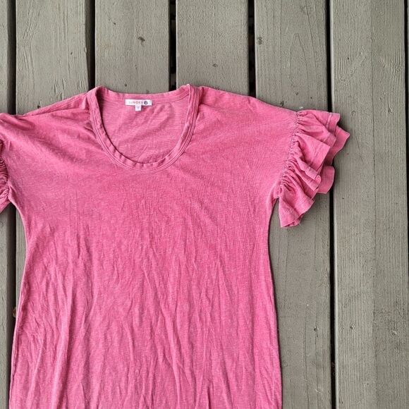 Sundry Casiano T Shirt Dress Ruffle Sleeve Pullover Crew Neck Solid Pink Size S - Picture 6 of 8